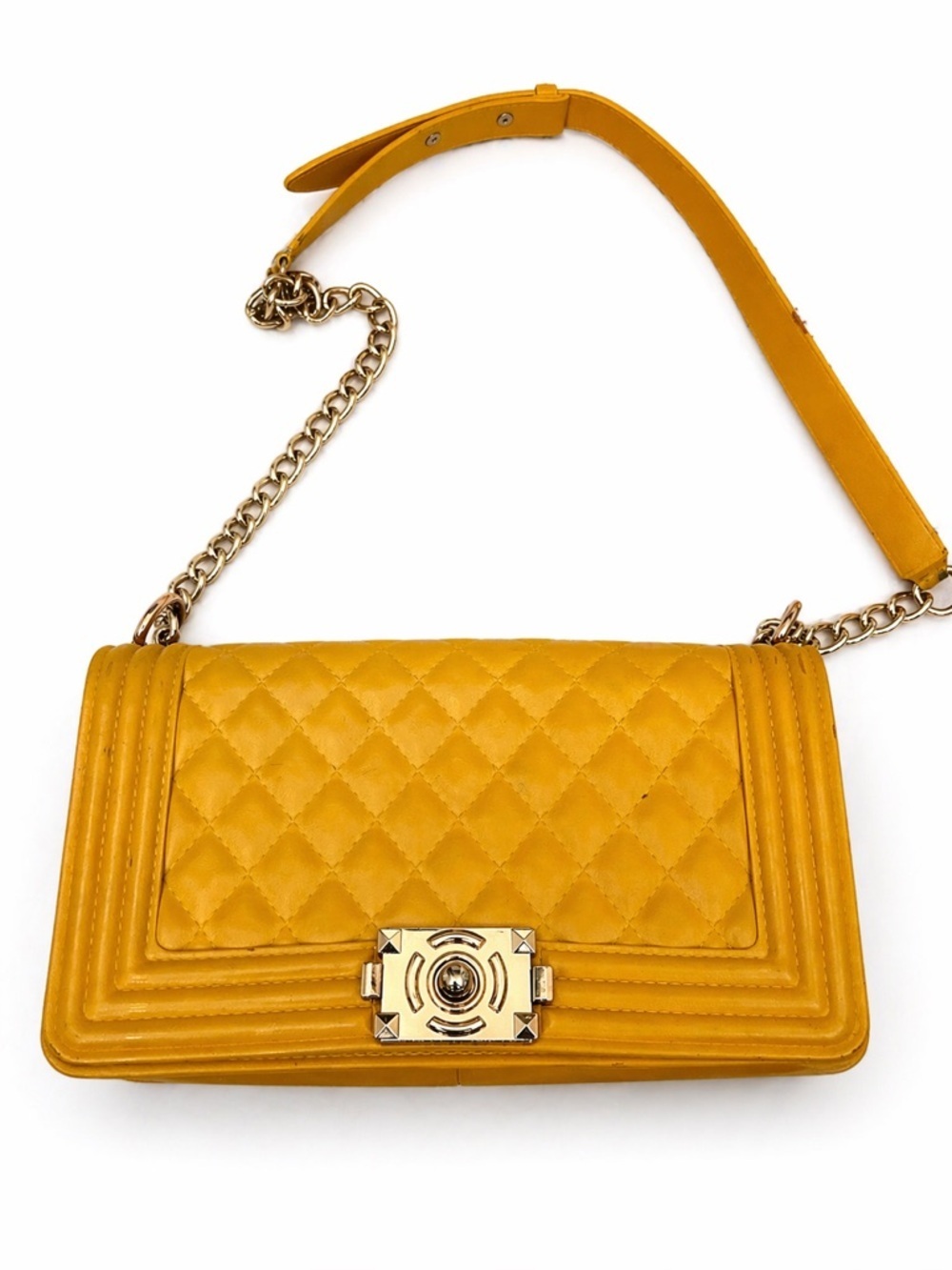 Yellow Quilted Jelly Bag Chain Strap Shoulder Bag PVC Statement Purse women